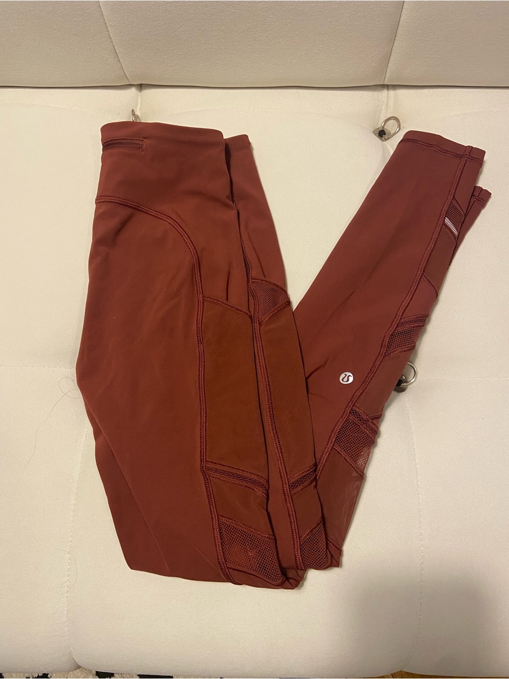 Lululemon Rust Red Mesh Panel Leggings